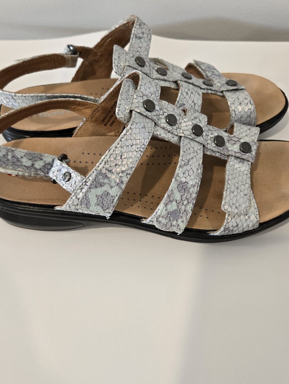 NEW Revere Toldedo Teal Snake Print Comfort Sandals Shoes Sz 10 Womens